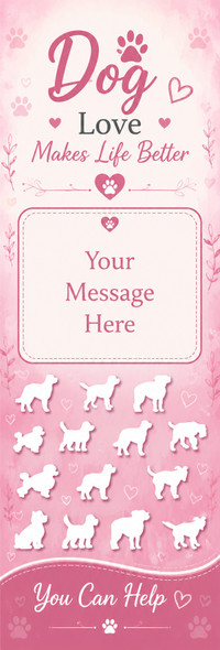 Dogs Theme, Pink 2.75 x 8.5 Personalized Premium 16pt Custom Bookmarks
