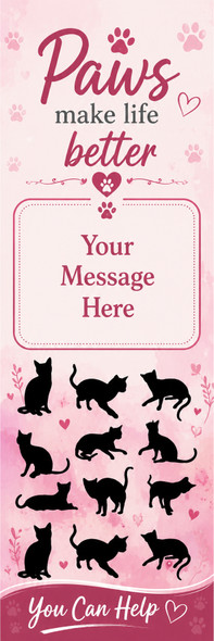 Cats Theme, Pink 2.75 x 8.5 Personalized Premium 16pt Custom Bookmarks