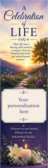 Memorial, Celebration of Life 2.75 x 8.5 Personalized Premium 16pt Custom Bookmarks