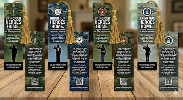 Army, Navy, Marine and Air Force bookmark Images shown with Roman Gold Chainette Tassels