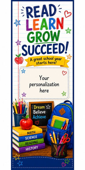 Back to School Theme 2" x 8" Personalized Premium 16pt Custom Bookmarks