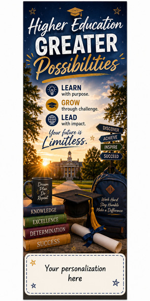 University Future Leaders Theme 2" x 8" Personalized Premium 16pt Custom Bookmarks
