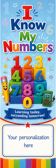 I Know My Numbers early education personalized bookmark artwork – 2 x 8 inches