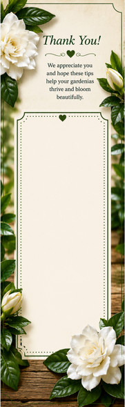 Gardenia care personalized bookmark back – 2-sided gardening handout