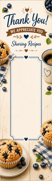 Blueberry Muffins recipe bookmark back – personalized 2 x 8 inches