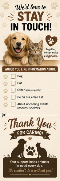 Stay In Touch Animal Theme Premium 16pt Personalized Custom Bookmarks – 2.75" x 8.5"