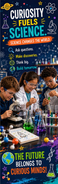 Curiosity Fuels Science personalized STEM bookmark artwork – 2.75 x 8.5 inches