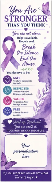 Domestic Abuse Awareness personalized bookmark design