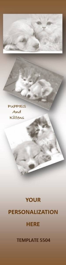Puppies and Kittens Theme 2.75 x 8.5 Personalized Premium 16pt Custom Bookmarks