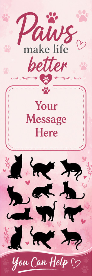 Cats Theme, Pink 2.75 x 8.5 Personalized Premium 16pt Custom Bookmarks