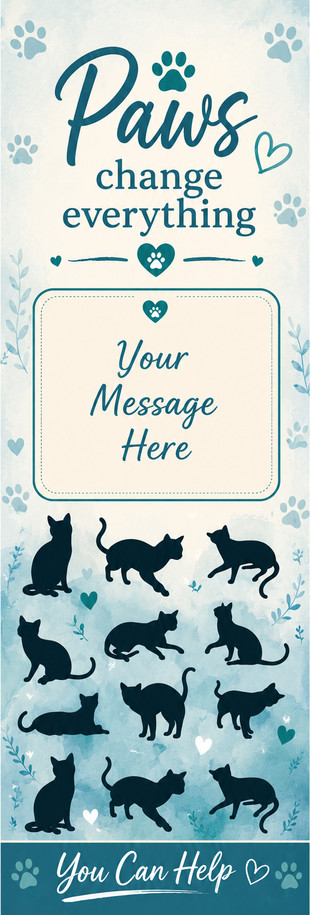 Cats Theme, Blue 2.75 x 8.5 Personalized Premium 16pt Custom Bookmarks