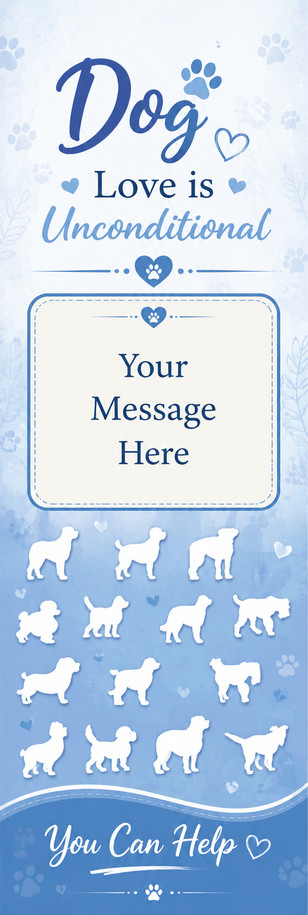 Dogs Theme, Blue 2.75 x 8.5 Personalized Premium 16pt Custom Bookmarks