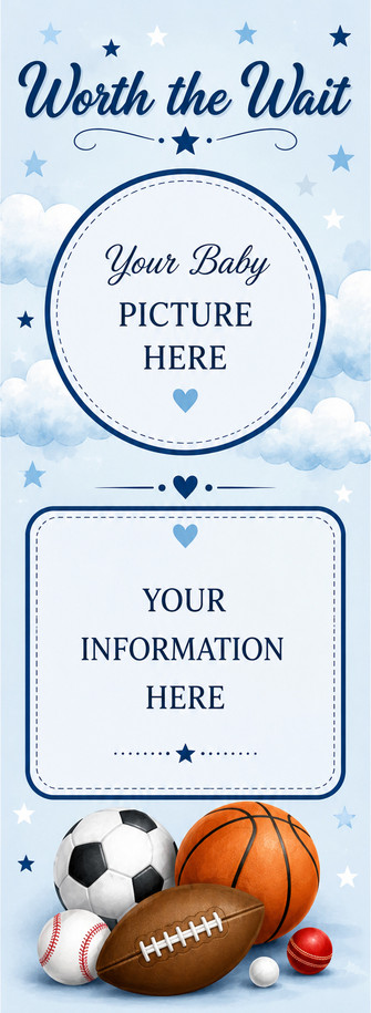 Baby Announcement, Worth the Wait 2.75 x 8.5 Personalized Premium 16pt Custom Bookmarks