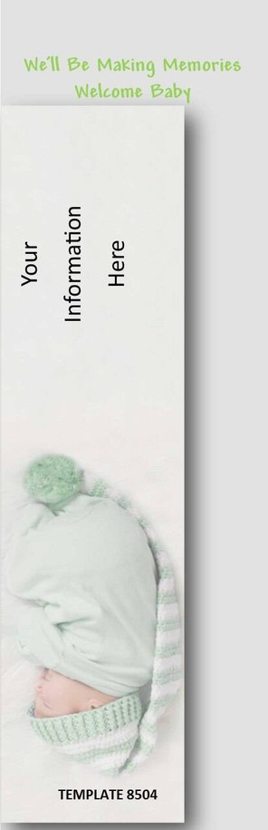 Welcome Baby Boy, Baby Announcement 2.75 x 8.5 Personalized Premium 16pt Custom Bookmarks
