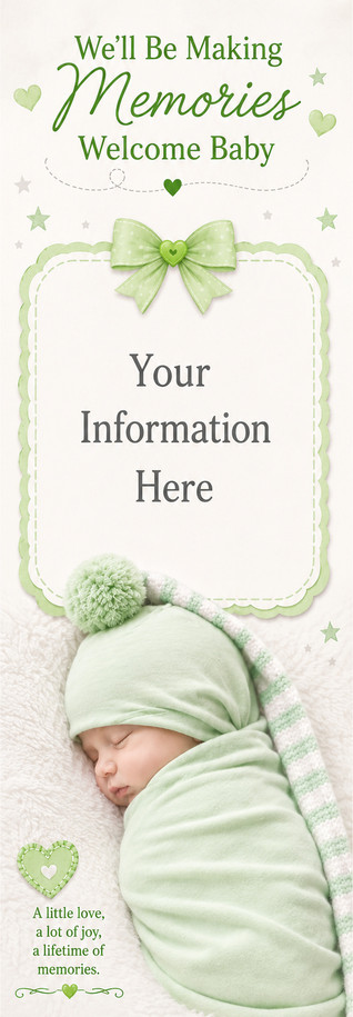 Welcome Baby Boy, Baby Announcement 2.75 x 8.5 Personalized Premium 16pt Custom Bookmarks