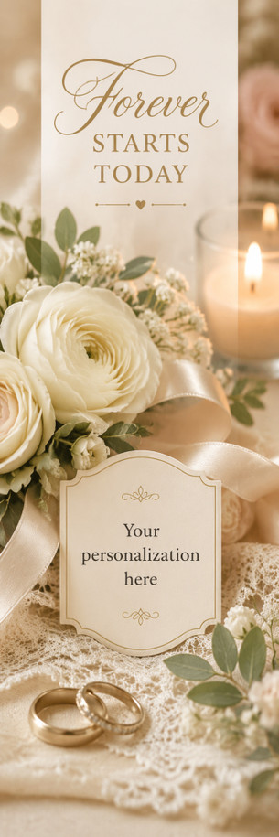 Wedding, Happily Ever After 2.75 x 8.5 Personalized Premium 16pt Custom Bookmarks