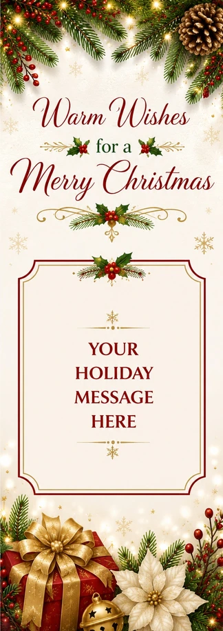 Merry Christmas Warm Wishes personalized custom bookmark artwork – 2.75 x 8.5 inches
