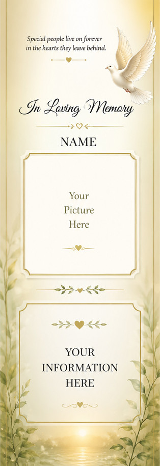 Funeral, In Loving Memory 2.75 x 8.5 Personalized Premium 16pt Custom Bookmarks