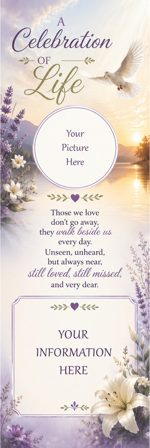 In Loving Memory personalized memorial bookmark artwork – 2.75 x 8.5 inches
