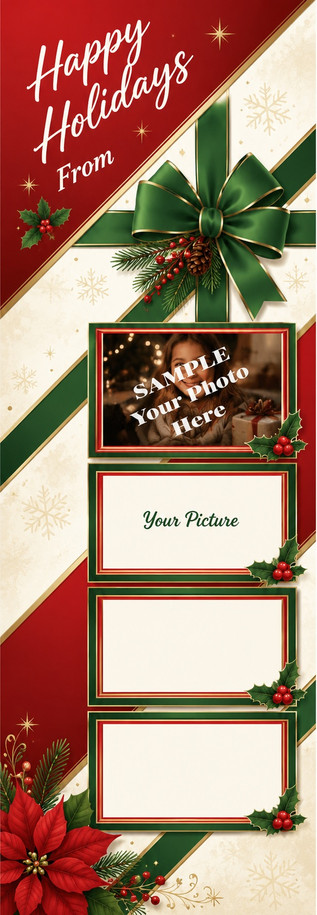 Happy Holidays personalized photo collage custom bookmark artwork – 2.75 x 8.5 inches