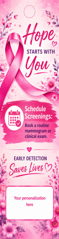 Hope Starts With You breast cancer awareness personalized custom bookmark, 2 x 8 inches
