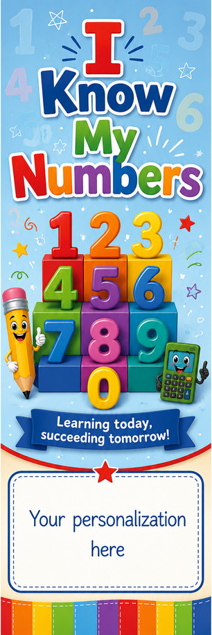 I Know My Numbers early education personalized bookmark artwork – 2 x 8 inches