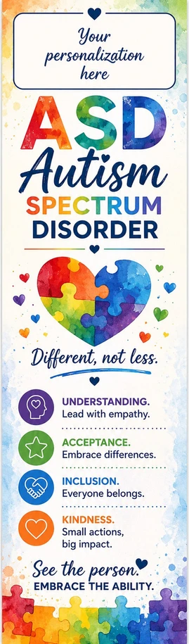 ASD Autism Spectrum Disorder awareness personalized bookmark design