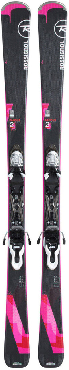 women's skis ROSSIGNOL FAMOUS 2 Xpress , Black/pink, rocker + Look Xpress  10 ( like NEW ) 