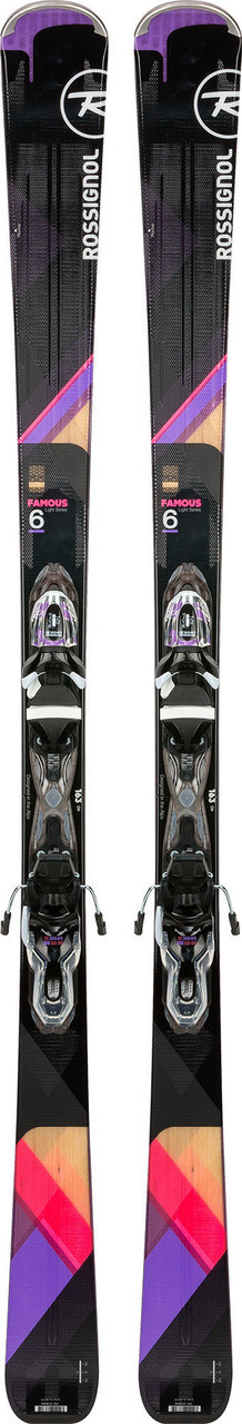 women's skis ROSSIGNOL FAMOUS 2 Xpress , Black/pink, rocker + Look Xpress  10 ( like NEW ) 