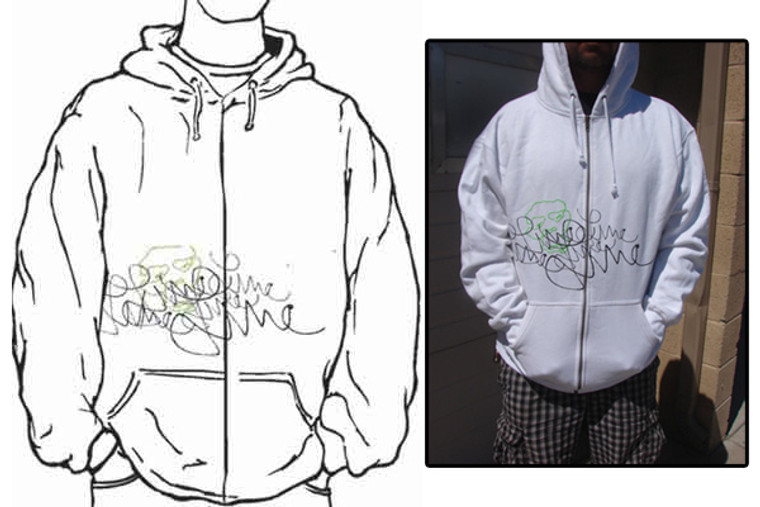 Line Cursive Zip Hoodie