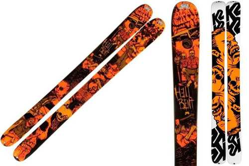 K2 Hellbent Skis with Integrated Griffon Schizofrantic Bindings 2012