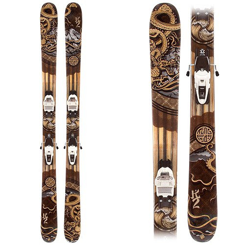 K2 Kung Fujas Skis with Marker Squire Schizo Bindings 2012