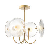 Alora Hera LED Pendant in Brushed Gold/Clear Ribbed Glass - PD417904BGCR