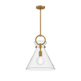 Alora Emerson One Light Pendant in Aged Gold/Clear - PD412514AGCL