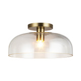 Alora Sylvia One Light Semi-Flush Mount in Brushed Gold/Clear Glass - SF515712BGCL