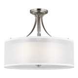 Generation Lighting Elmwood Park Three Light Semi-Flush Mount in Brushed Nickel - 7737303EN3-962