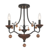 Minka-Lavery Colonial Charm Three Light Semi Flush Mount in Old World Bronze W/Walnut Acce - 2662-723