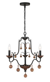 Minka-Lavery Colonial Charm Three Light Chandelier in Old World Bronze W/Walnut Acce - 2663-723