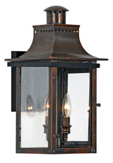 Quoizel Chalmers Two Light Outdoor Wall Lantern in Aged Copper - CM8410AC