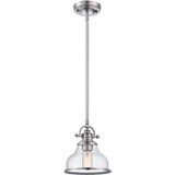 Quoizel Grant One Light Mini Pendant in Brushed Nickel - GRTS1508BN