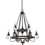 Quoizel Noble Nine Light Chandelier in Rustic Black - NBE5009RK