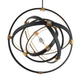Schonbek Beyond Atomic LED Pendant in Black Leather - Aged Brass - BPD45236-BK/AB
