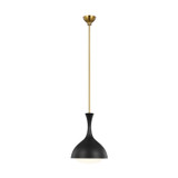 Visual Comfort Studio Lucerne One Light Pendant in Midnight Black and Burnished Brass - AEP1011BBSMBK