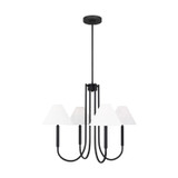 Visual Comfort Studio Porteau Five Light Chandelier in Midnight Black - DJC1024MBK