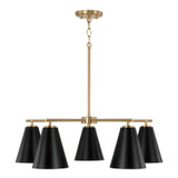 Capital Lighting Charlie Five Light Chandelier in Matte Brass and Black - AA1040RK