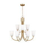 Generation Lighting Miles Nine Light Chandelier in Satin Brass - GLC1139SB