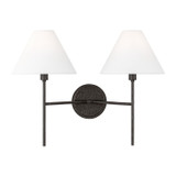 Visual Comfort Studio Ridgewood Two Light Wall Sconce in Aged Iron - CW1382AI