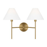 Visual Comfort Studio Ridgewood Two Light Wall Sconce in Burnished Brass - CW1382BBS