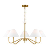 Visual Comfort Studio Eldon Five Light Chandelier in Satin Brass - DJC1205SB