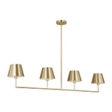 Visual Comfort Studio Ender Four Light Linear Chandelier in Satin Brass - DJC1274SB
